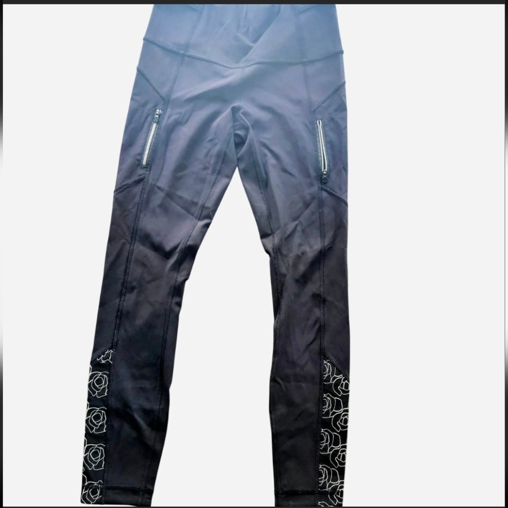 Lululemon Black Leggings with White Floral Accents